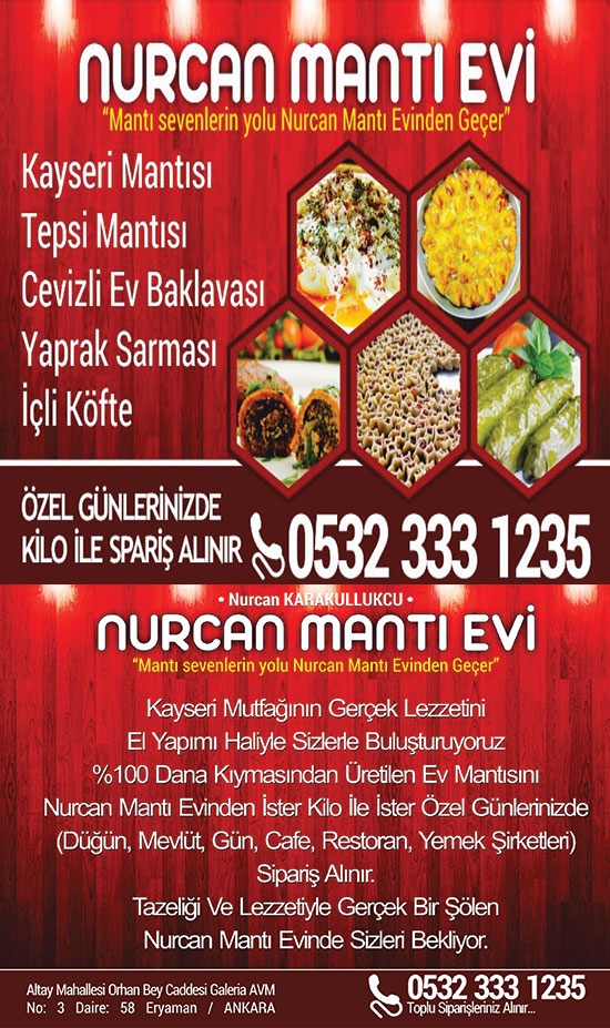 NURCAN MANTI EVİ, Kilo ile, Dondurulmuş, Fırınlanmış, Pişmeye hazır,