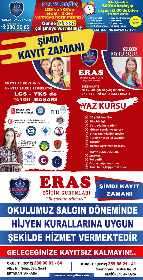 ERAS eğitim kurumları, okulları, ERYAMAN