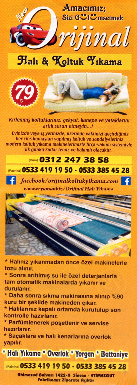 Orijinal Halı ve Koltuk yıkama Eryaman